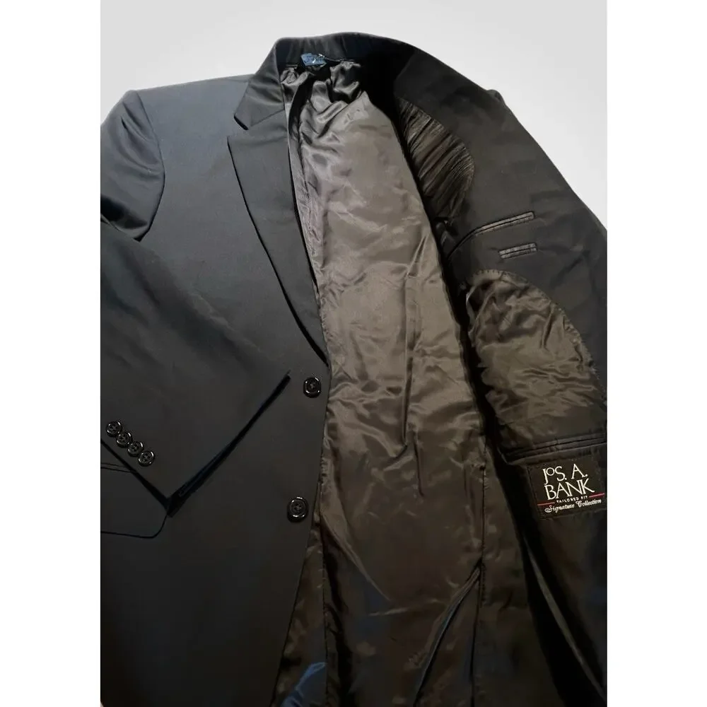 New Jos A Bank Signature 42-44L Tailored Athletic Fit Navy Blue Blazer